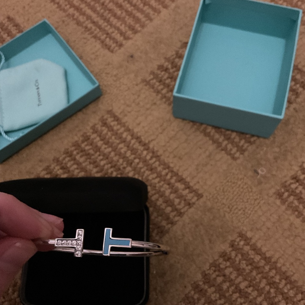 Tiffany Blue and Silver Double T Bracelet